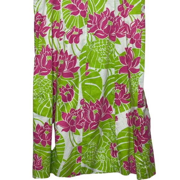 Vintage Lilly Pulitzer Frog Lily Pad Floral Dress Pink Green Sleeveless Women 4 - Picture 7 of 9